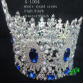 Nueva tiara azul del Rhinestone de la corona de la belleza redonda llena del acontecimiento grande de la manera del diseño